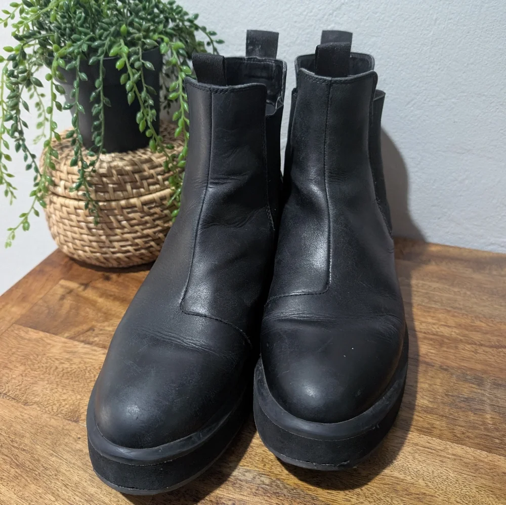 New G-Star Strett Flatform Chelsea Sneakers Women  Black Leather Boot Size‎ 9.5
